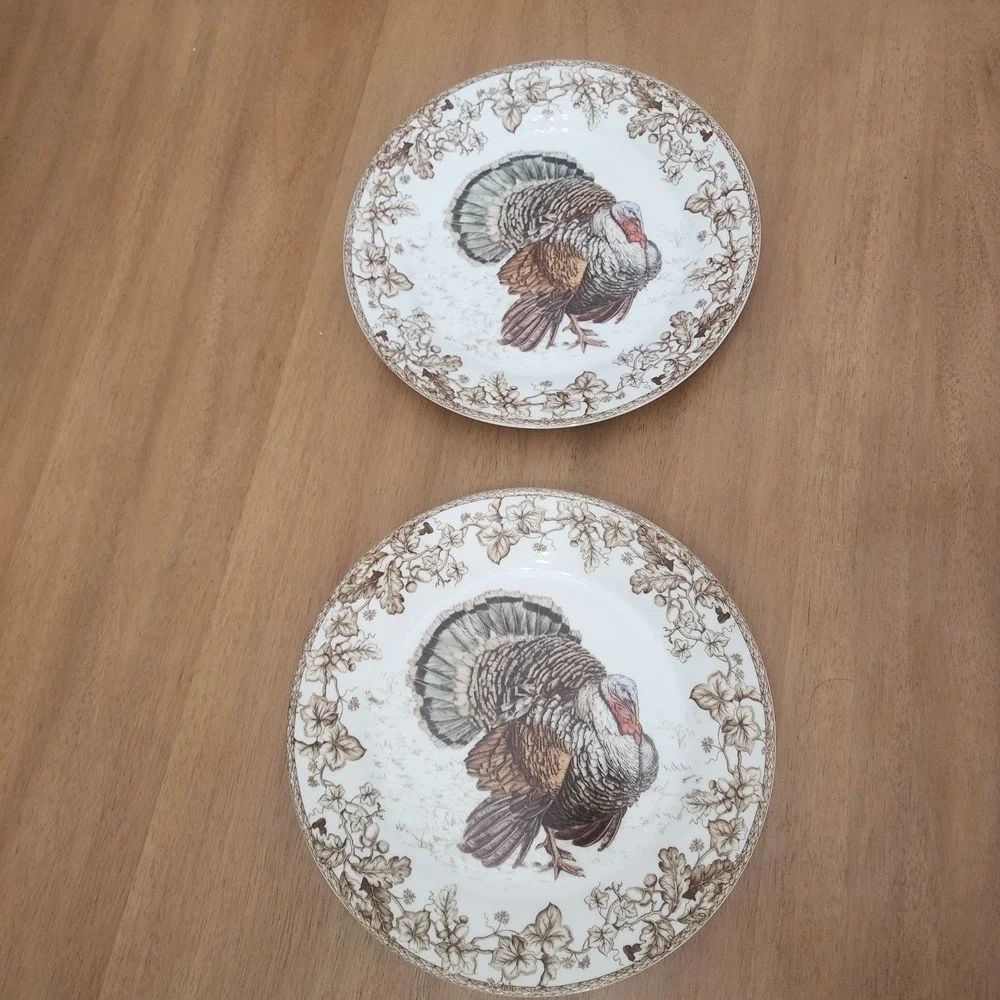 2-Williams Sonoma Plymouth Turkey Dinner Plate 10 1/2